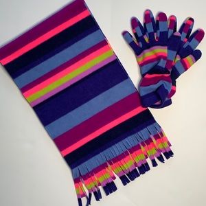 OLD NAVY Scarf and Glove Set in Blue Multi-colored Fleece